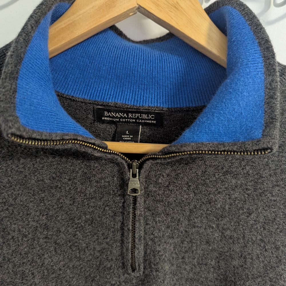 Banana Republic Men's Dark Charcoal Half-Zip Sweater - Picture 2 of 7